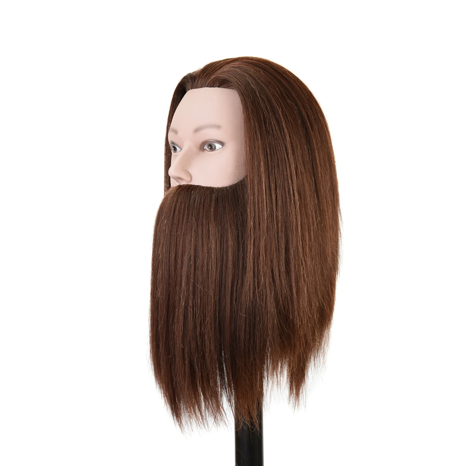 14 Inch Mannelijke Mannequin Hoofd 100% Menselijk Haar Styling Mannequin Hoofd Voor Kappers Pop Hoofd Met Pruik Klem Stand