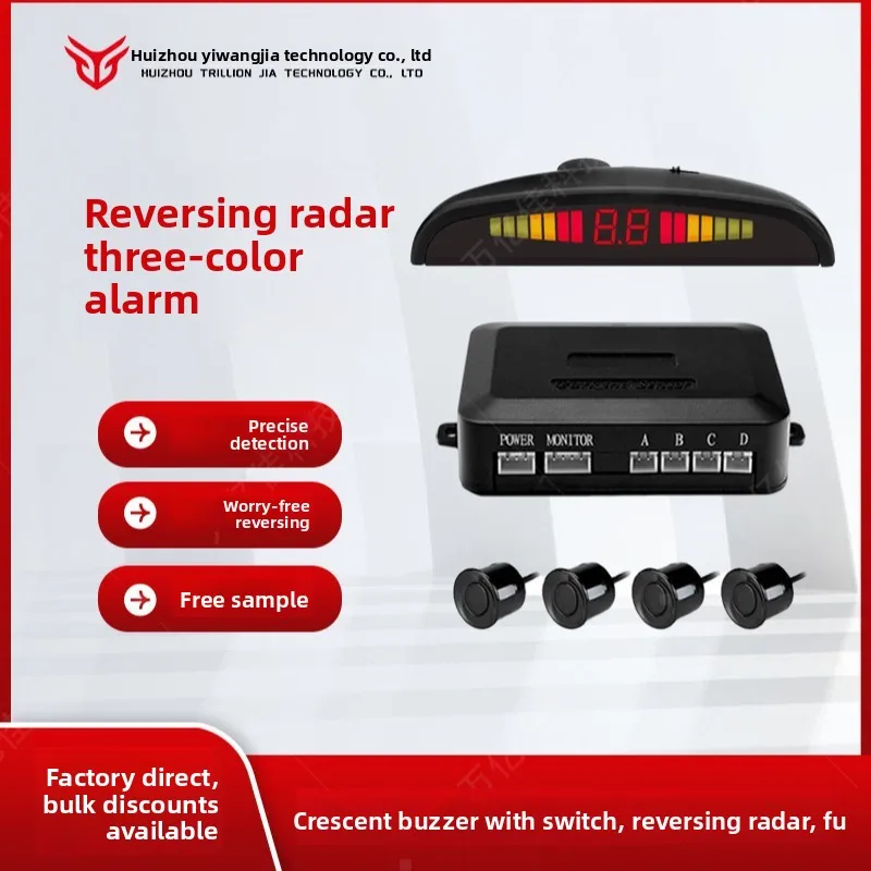 LED Display Reversing Radar System with Switch for 2 4 6 8 Sensors Backup Parking Sensor Kit Beeper Alarm for Car Truck Van