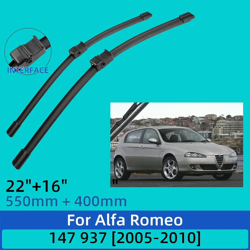 

2PCS For Alfa Romeo 147 937 2005-2010 2006 2007 2008 22"+16" Front Wiper Blades Windshield Windscreen Window Cutter Accessories