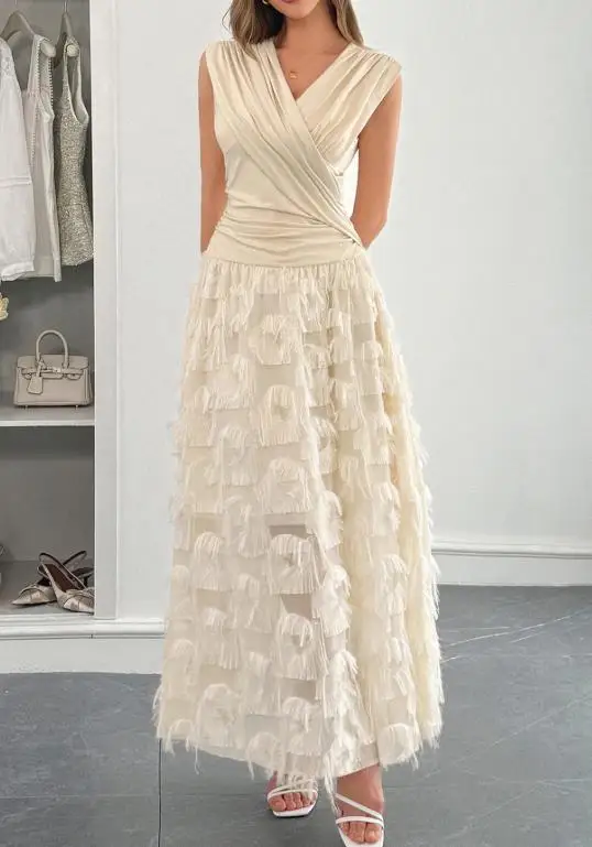 

Women's Clothing 2025 Summer Hot Selling Elegant Temperament Splicing Fashionable Long Skirt Dress Sweet Romantic Elegant Dress