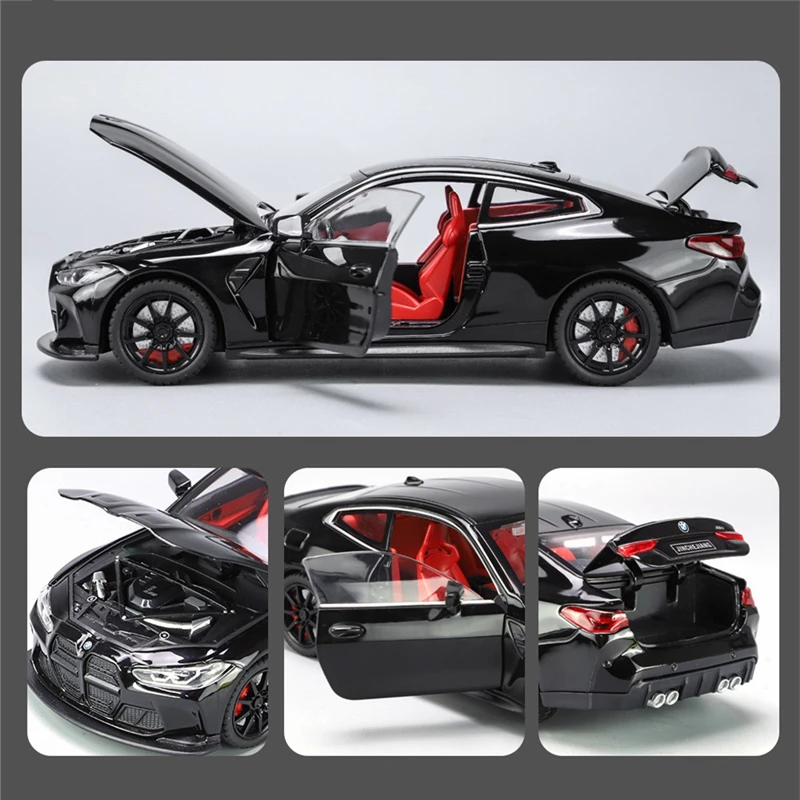 Modelo de coche deportivo de aleación coupé M4 G82, vehículo de Metal fundido a presión, simulación de luz de sonido, Colección Chlidrens, juguetes