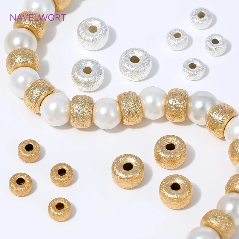 4/6mm Brass Frosted Spacer Beads 18K Gold Plated Beads Separators For Bracelet Making,Loose Beads,DIY Jewelry Findings image 5