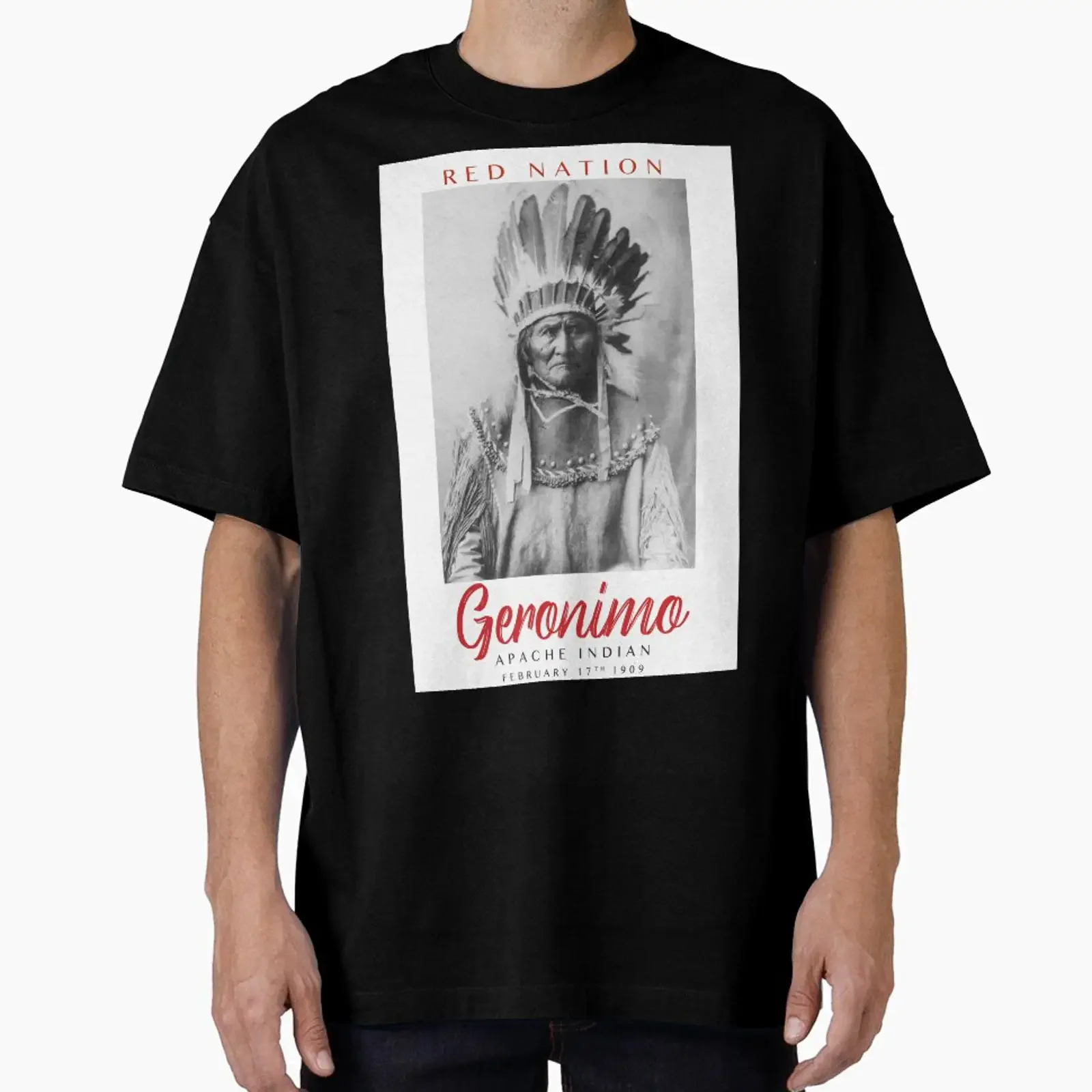 Red Nation Geronimo entwarf und vertrieb von TheLaundryLady die Vintage Washed Homme Designer-Kleidung, Streetwear-Oberteile für den Alltag.