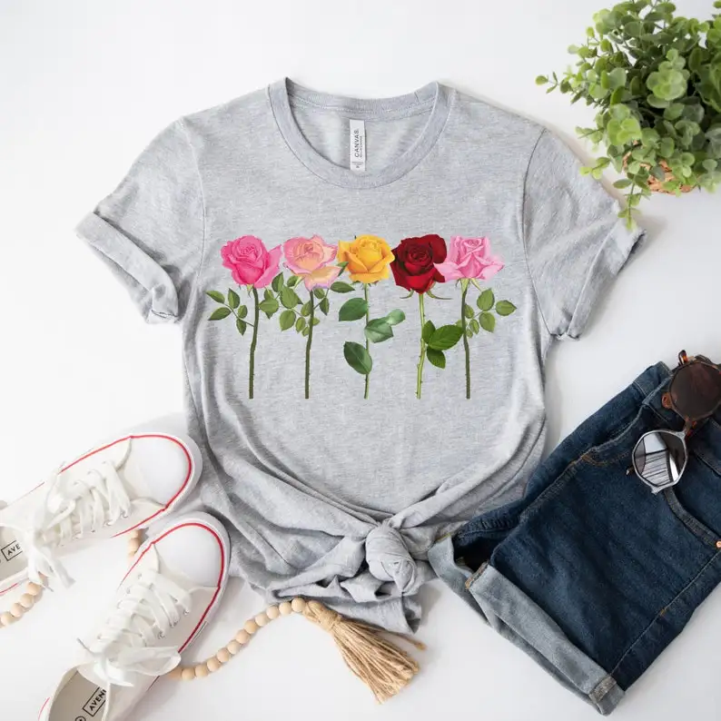 Rose Shirt Gardening Floral Shirt Gift for Gardener Gardening Plant Lover Flower Shirt Plant Lover Tee Lover Aesthetic Clothes