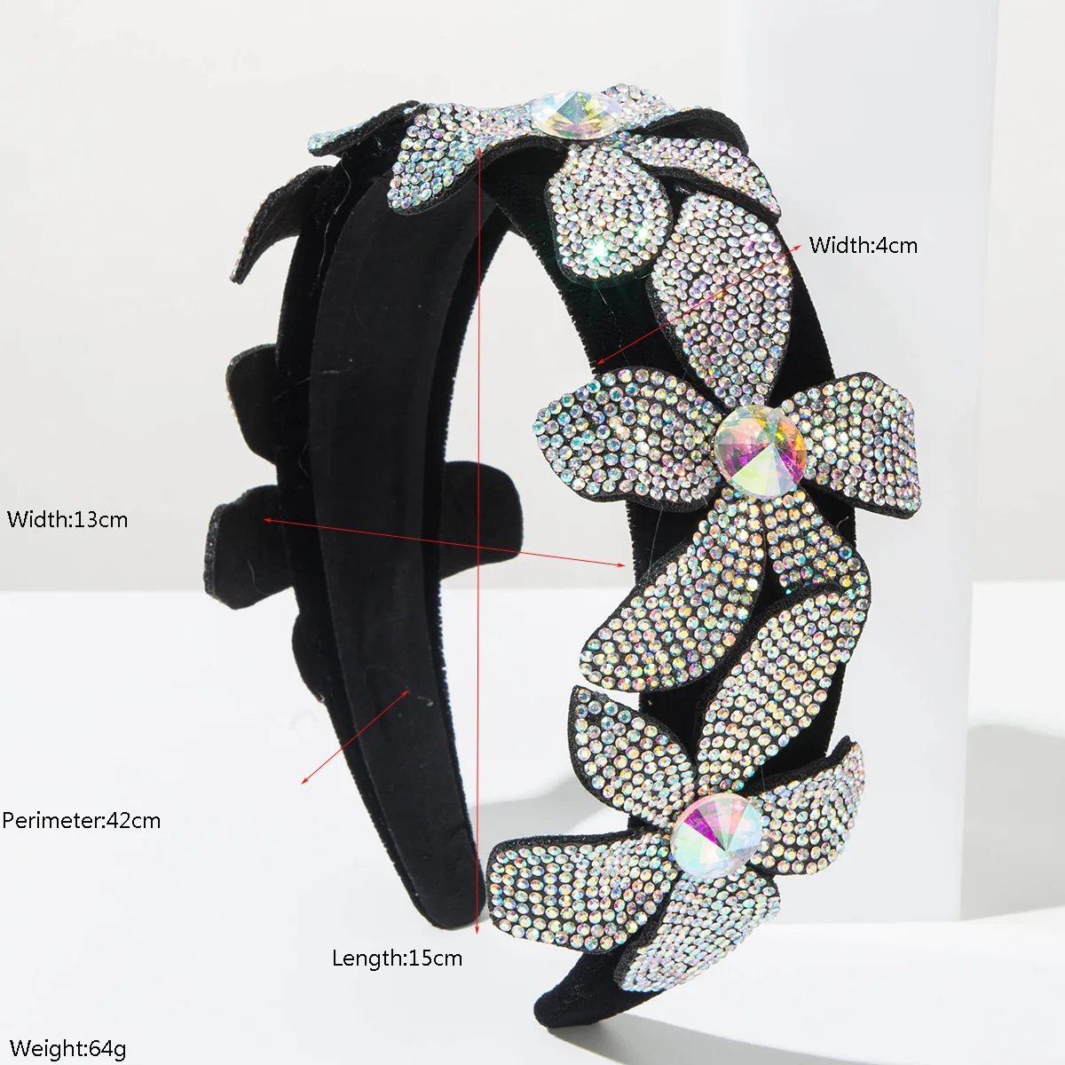 European and American Baroque Solid Color Full Diamond Floral Wide Headband High-end Unique Hair Accessory for Women