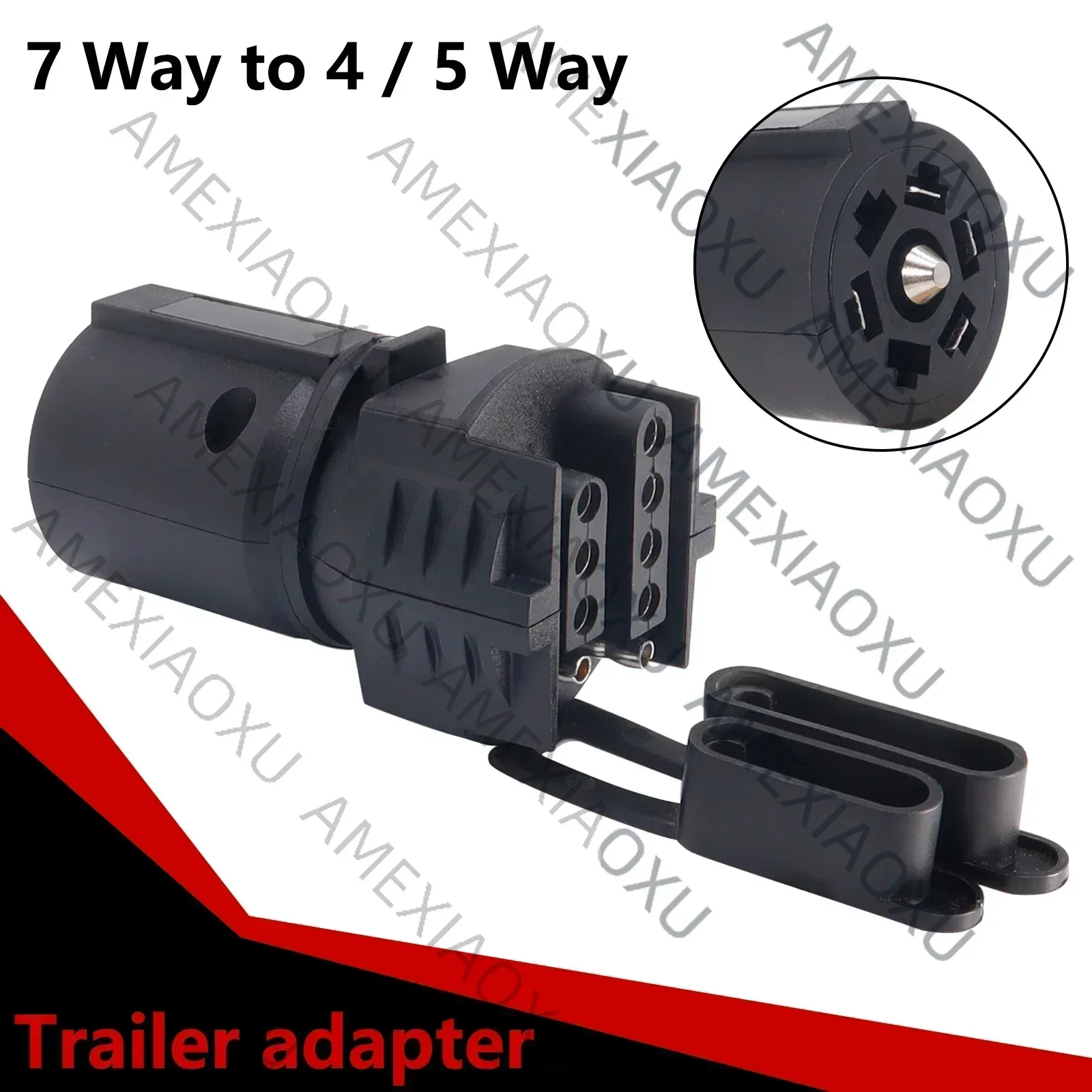 

WANWUXIN 7 Pin Blade to 4 Pin 5 Pin Flat Trailer Adapter Wiring Light Plug Caravan RV Tow Truck Boat Adapters Connector Dust-pro