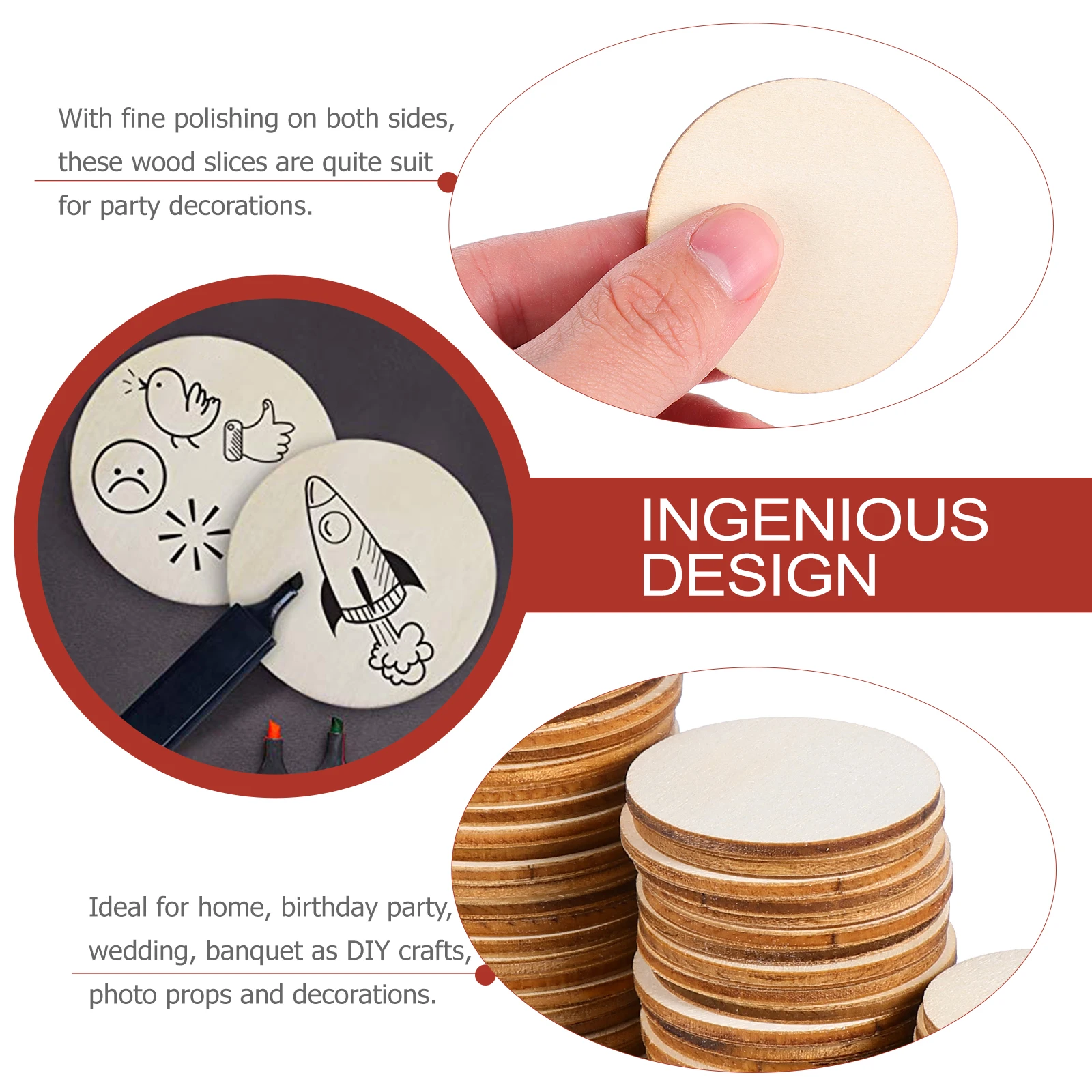 

Wood Chip Crafts Round Chips Cutouts Ornaments Disc Slices DIY Natural Discs Unfinished Decoration