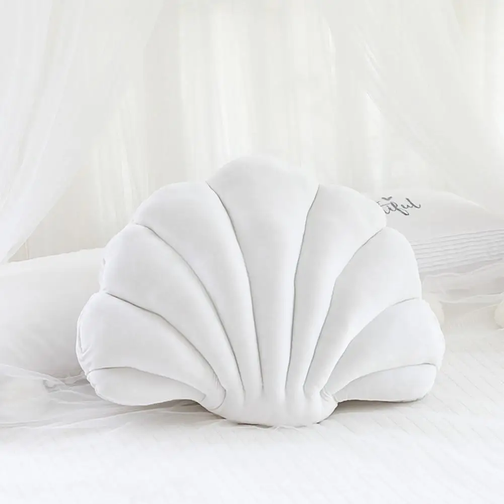 Velvet Shell Pillow Ocean Themed Cushion Ocean Beach Theme Seashell Decorative Throw Pillow for Home Sofa Office Couch Soft