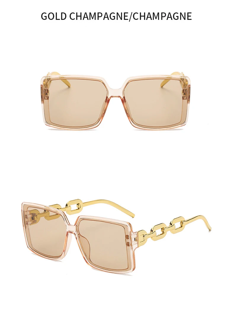 Personalisierte Hip-Hop-Ketten-Sonnenbrille, modische quadratische Brille mit großem Rahmen, trendige Sonnenbrille für Straßenfotografie 18126 – Detail 10