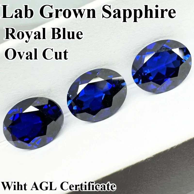 

Hot Sell Lab Grown Sapphire Royal Blue Color Selectable AGL Certificate Multiple Cuts Available Gems For Jewelry Setting Design