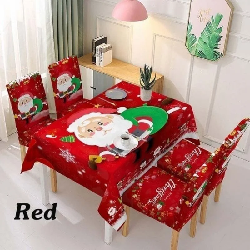 

Christmas Tablecloth Decoration Elastic One-piece Waterproof Father Christmas Tablecloth Decoration