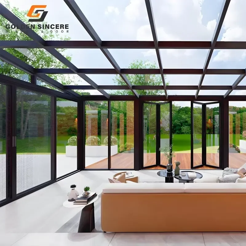 GS Double Glazed Glass Room Sunroom with Soundproof Features for Rooftop or Balcony