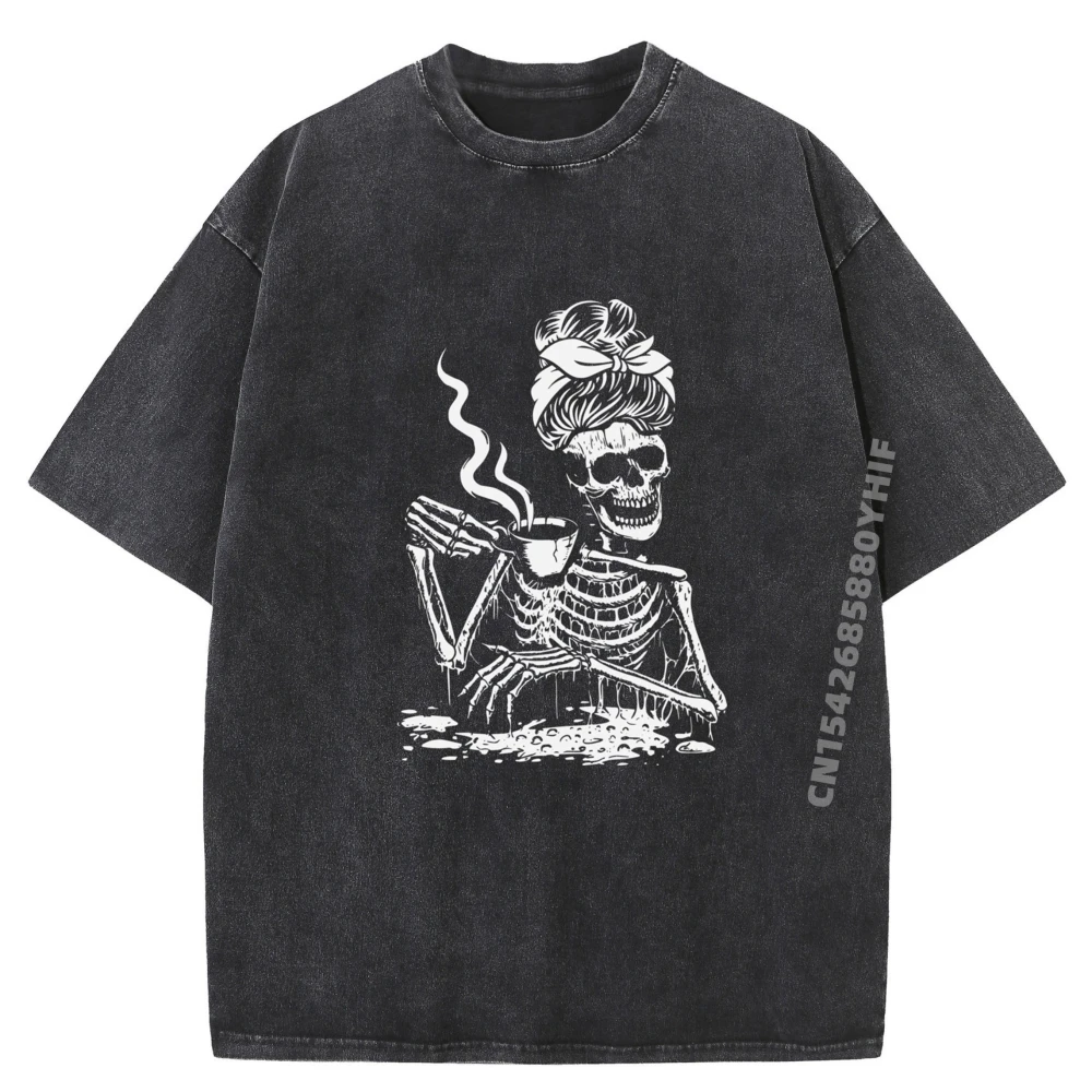 

Мужские топы, футболки со скелетом, кофейная грязная булочка спереди, футболки с графическим рисунком, мужская потертая футболка в стиле ретро, забавная