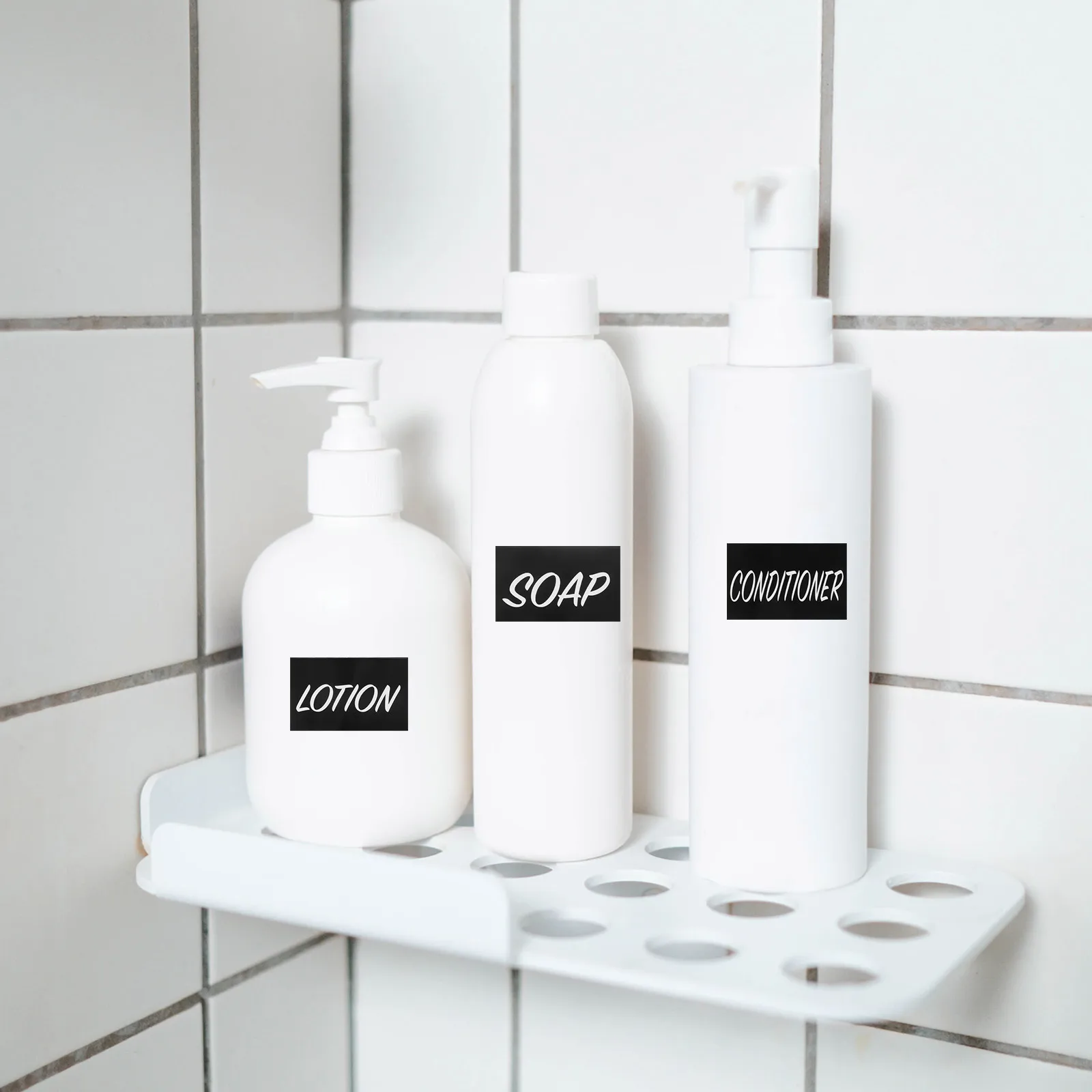 

3 Sheets Black Waterproof Bath Labels Oil proof Soap Dispenser Kitchen Bathroom Amenities PVC Stickers Storage ganization Sub