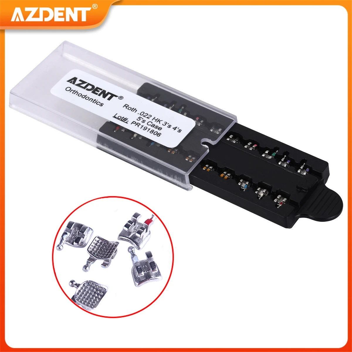 10Boxes Dental Bracket AZDENT Orthodontic Brace Metal Mini Roth MBT Slot 0.022/0.018 Hooks 3 4 5 20Pcs/Box