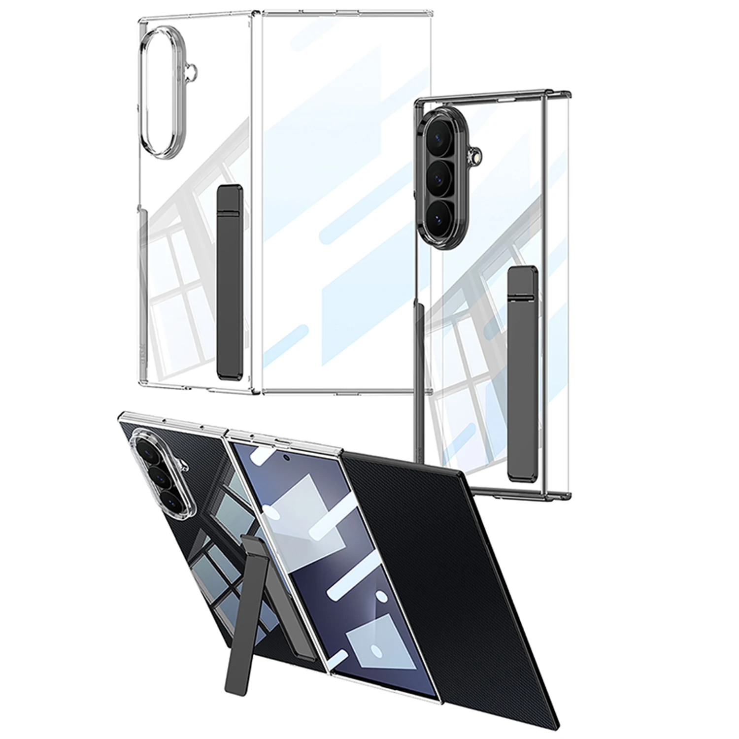 

Чехол для Samsung Galaxy Z TriFold, прозрачный, дизайн HT Transport, с держателем для пленки и ремешком, защитный чехол для мобильного телефона