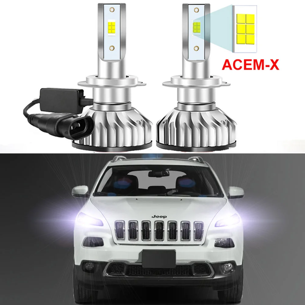 

2Pcs Car LED Headlight Bulbs 9012 HIR2 For JEEP CHEROKEE KL 2014 2015 2016 High Low Beam(Only fit original is halogen)