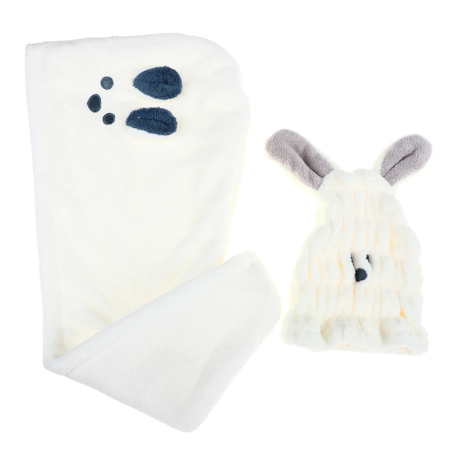 

2pcs Hair Towel Dry Cap Kids Women Long Curly Wraps Accessories Microfiber Quick Absorbing Thick Cartoon Cute Portable
