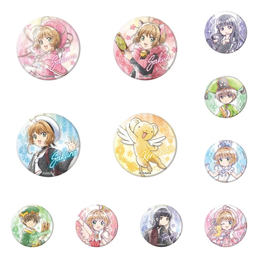 58mm Anime Cardcaptor Sakura ‌Kinomoto CCS Syaoran Li Tomoyo Daidouji Cosplay COSTUME Badge Pin SPTE Tinplate Brooch﻿ Prop Gift