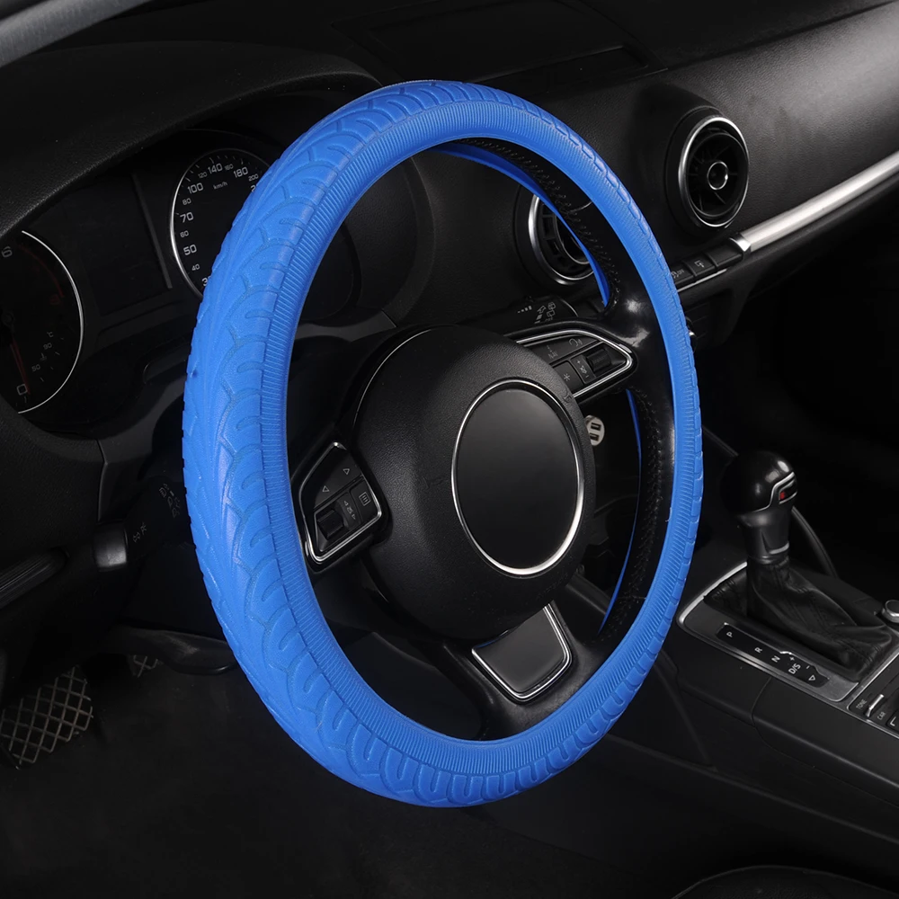 Leather Car Steering Wheel Covers Universal 36-38cm/15inch Anti-slip Protector Interior Accessories for Truck/SUV for Men Women