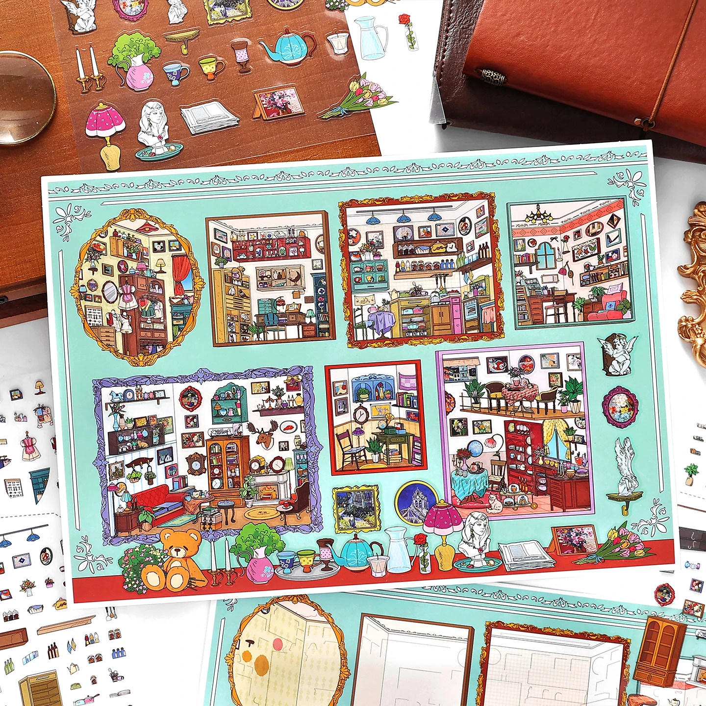 Kawaii storage cabinet 3D Hanging painting room Landscape Sticker  DIY Pocket Cabin Scene festival gift