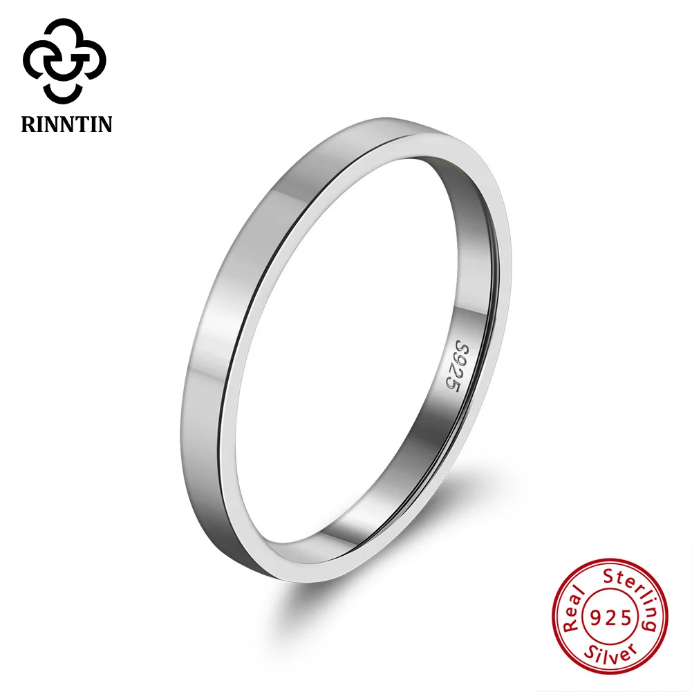 Rinntin 925 Sterling Silver 1mm 2mm 3mm Proste ślubne pierścionki dla kobiet Biżuteria na palec rocznicowy APR33