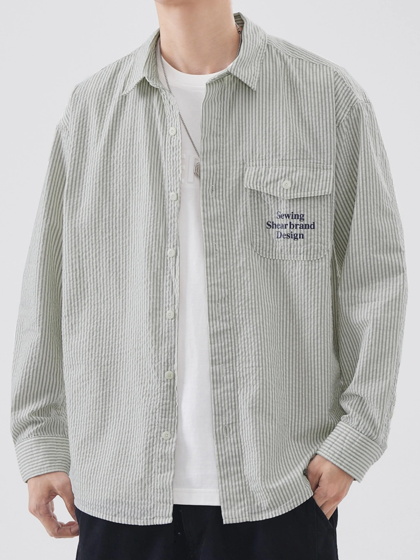 

Мужская тонкая демисезонная куртка-рубашка в стиле ретро, из чистого хлопка, свободного кроя, с отложным воротником