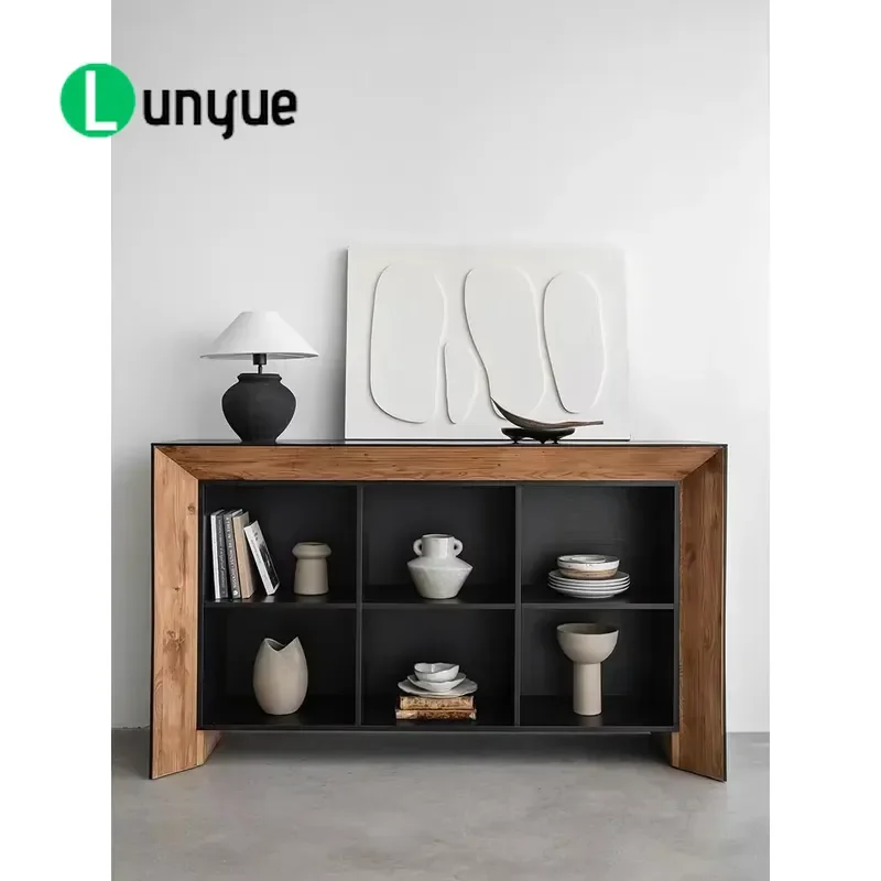 Farmhouse Black Sideboard Buffet Cabinet Multi Space Storage Dining Room Furniture Wood Console Table for Living Room Kitchen