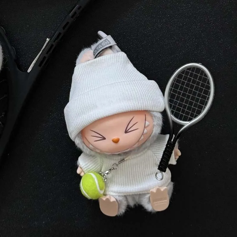 Labubu Doll Clothes Outfit Accessories Tennis Racket for 15-17cm Labubu Idol Dolls Clothes Hat Set Clothing Labubu Accessories