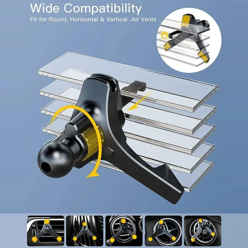 Soporte para teléfono móvil Y4UE, soporte montaje con Clip, gancho para rejilla ventilación coche con cabeza esférica,