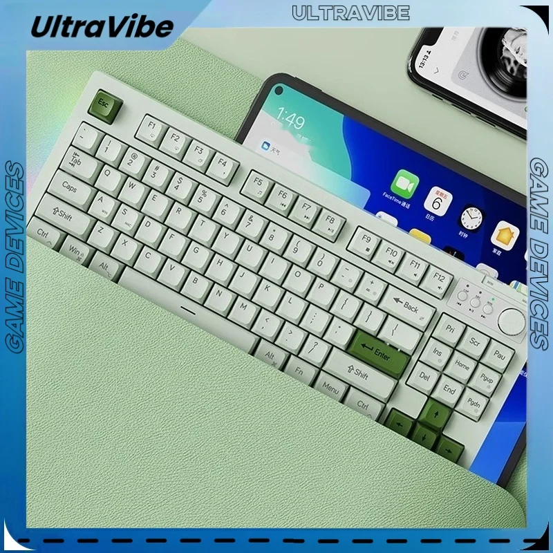 Mechanical Keyboard Green White Light Wired Office Feel Good Mechanical Feel Computer Notebook Universal 87 Key Color Fresh