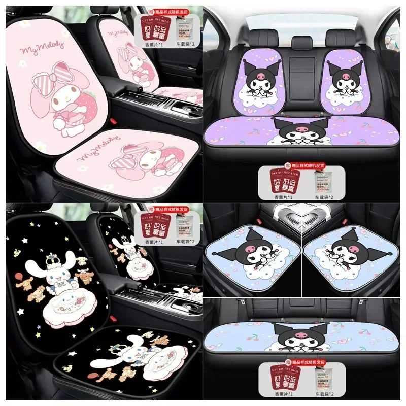 

Sanrioed Cartoon My Melody Cinnamoroll Kuromi Printed Car Seat Cushion Backrest Cute Auto Accessories Non Slip Seat Cushion Set