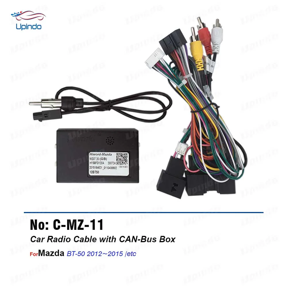 Car Radio Android Head Unit 16 pin Power Connector Socket Cable with CANBus decoder adapter Wiring Harness For Mazda BT-50 bt50