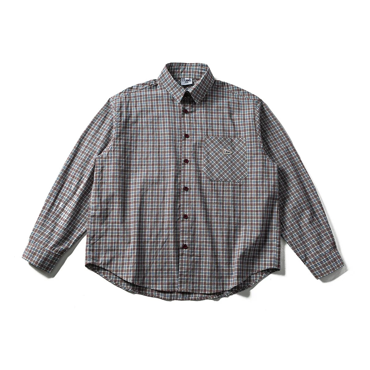 Man Spring Autumn Long Sleeve Vintage Plaid Shirts Cityboy Japan Korean Streetwear Fashion Loose Casual Oversize Cargo Shirt