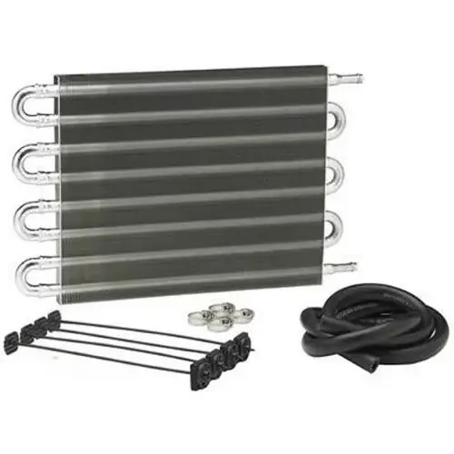 Universal Aluminum Transmission Oil Cooler Kit, 4 6 8 10 Rows Remote Oil Radiator Converter Silver Black With Hose