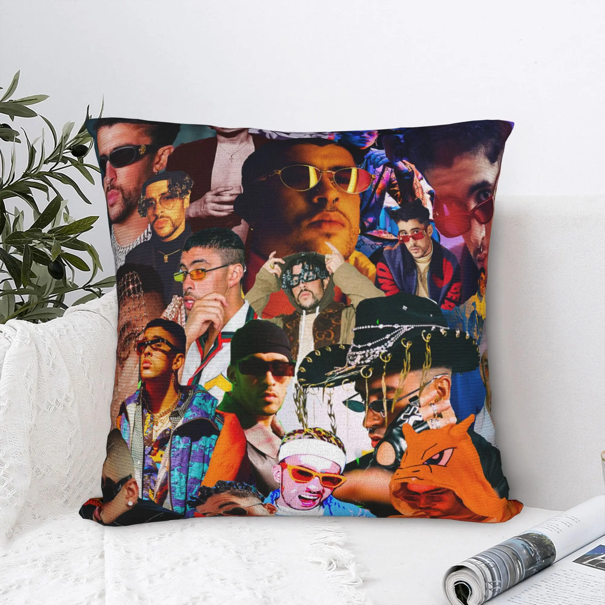 Bad Collage Pillowcase Polyester Cushion Cover Decorations Bunny Pillow Case Cover Living Room Drop Shipping 40X40cm