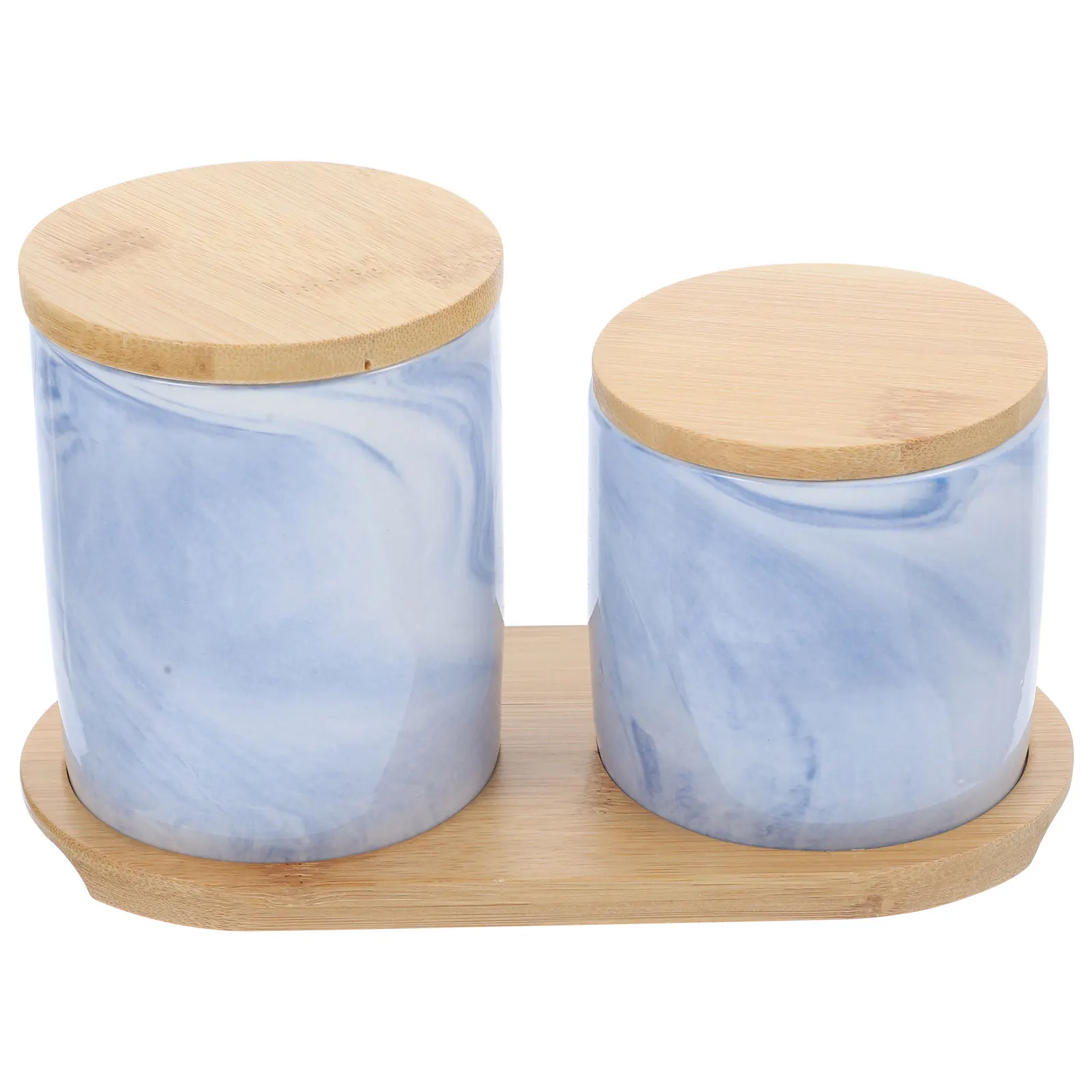 

1 set Marble Airtight Jars Ceramic Kitchen Containers Blue Tea Storage Tin Sugar Holder Dried Snacks Box Home Decor
