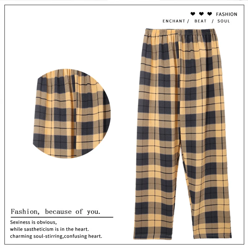 609 dark blue and yellow plaid trousers