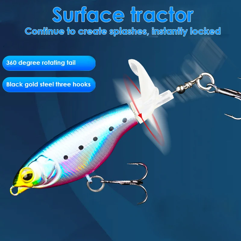 Propeller Fishing Lure 1PCS 7.5cm 6.5g Bionic Hard Bait Fishing Tackle  Rotating Tail Fishing Bait Outdoor Fishing Spin Bait