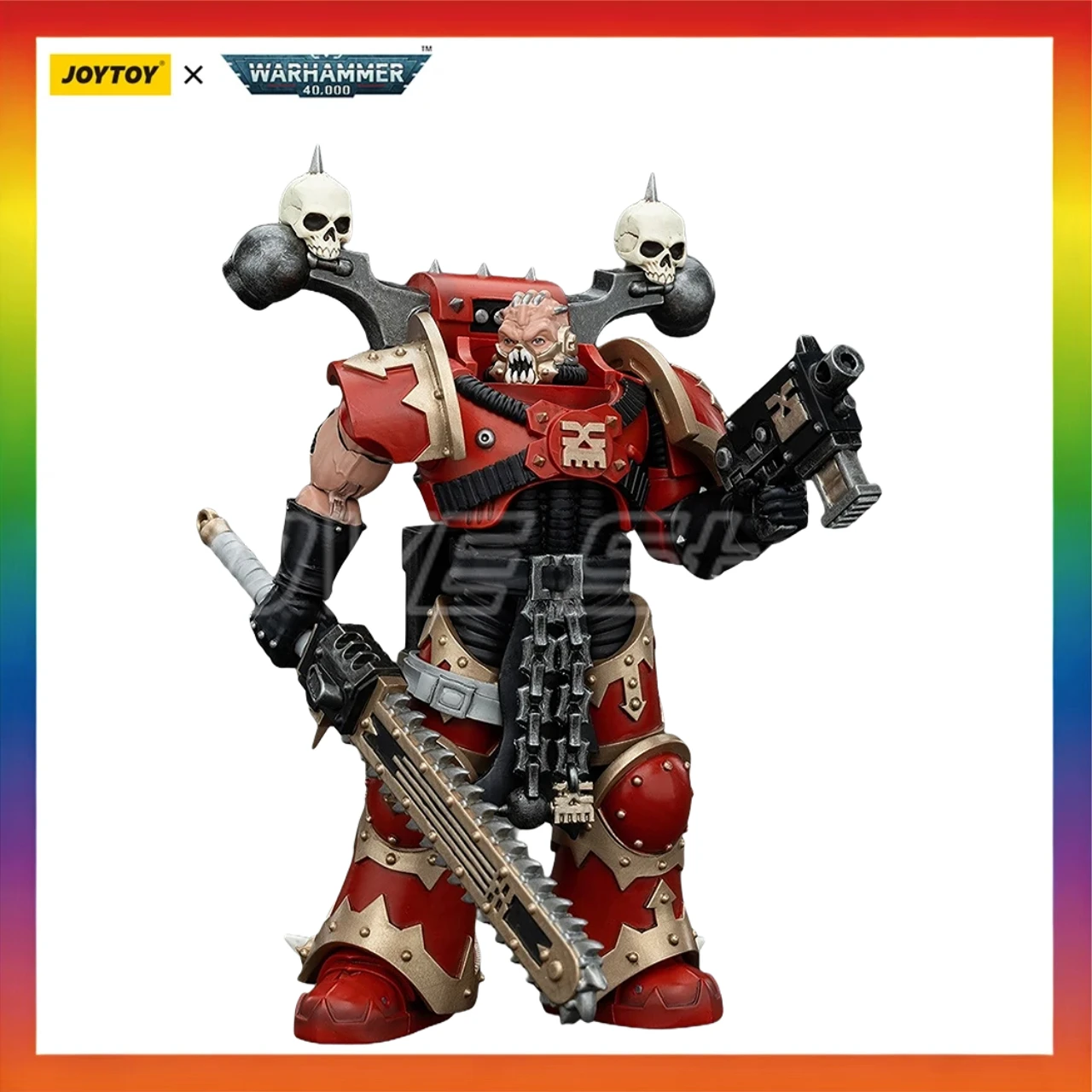 

В наличии оригинальный JOYTOY 40K World EatersKhorne Berzerker с эviscerator Chainsword 1/18 экшн-фигурка модель игрушки подарок