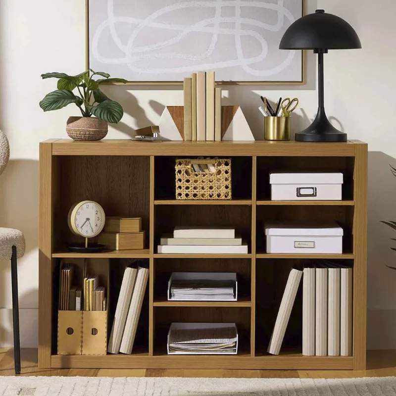 Springwood Adjustable Shelf Cube Storage, Light Honey Finish，MDF, particle board，Cube partition