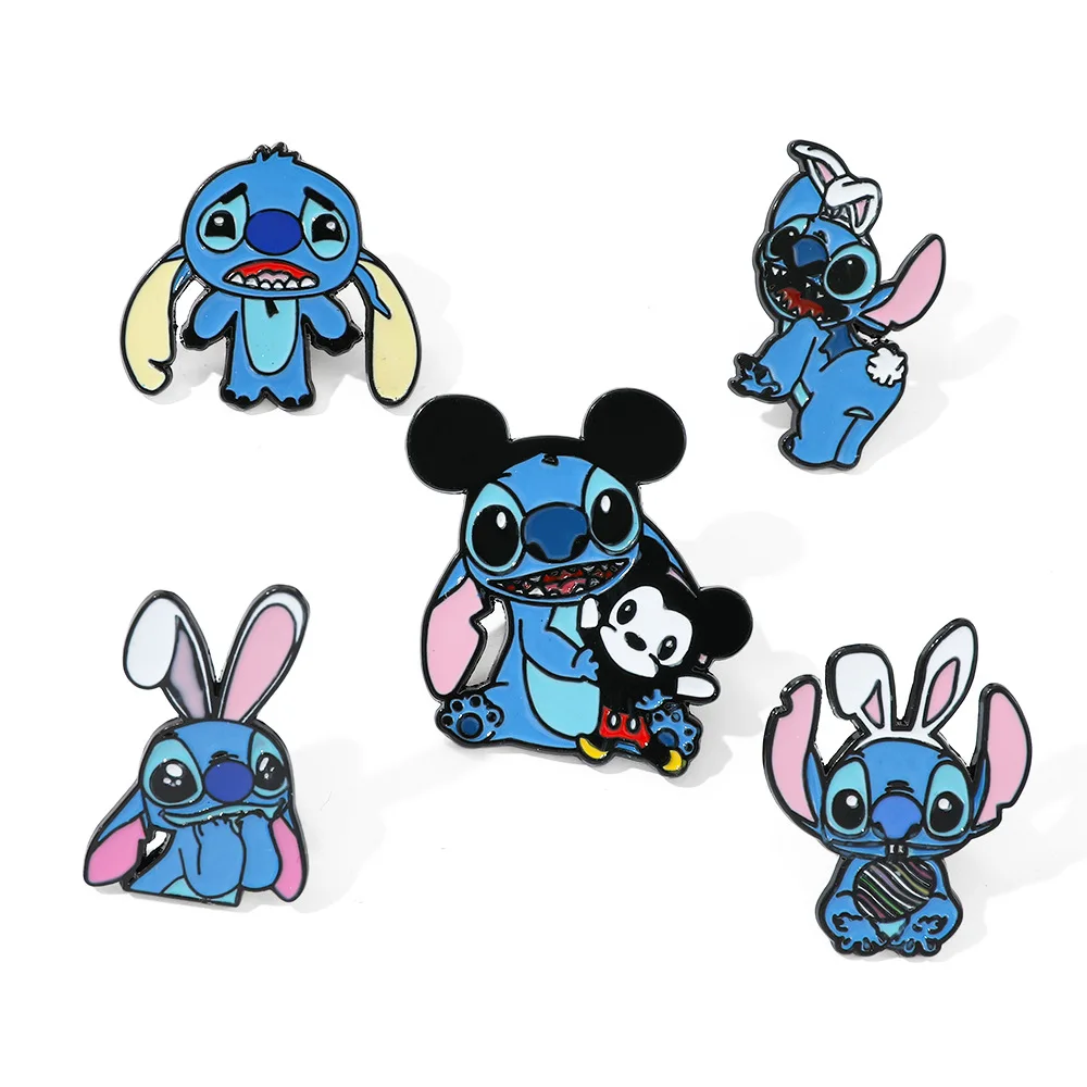 

1 Set Cartoon Anime Rabbit Ears Stitch Enamel Pin Brooch for Badge on Backpack Clothes Accessories Fashion Jewelry Gifts