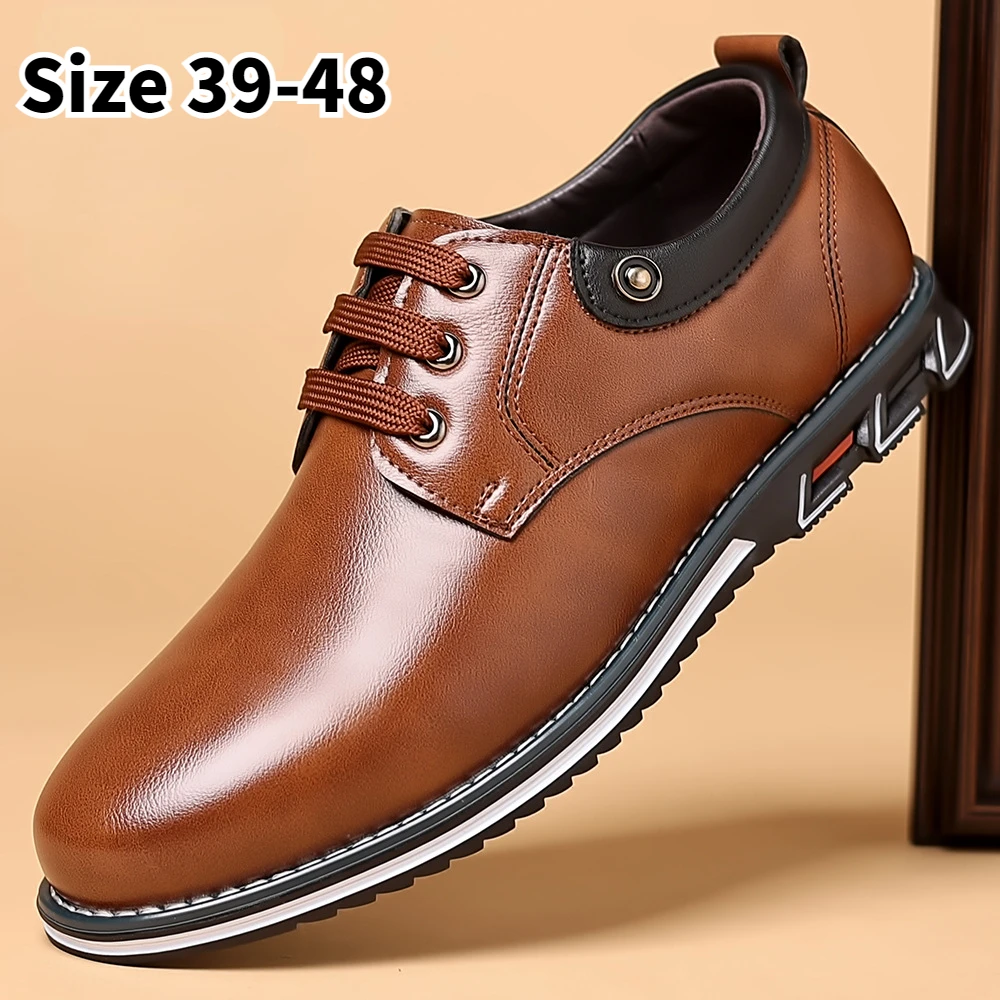 Luxury Men Business Shoes Brand Brown Leather Shoes for Men Comfor Fashion Office Dress Shoes High Quality Plus Size Men Loafers