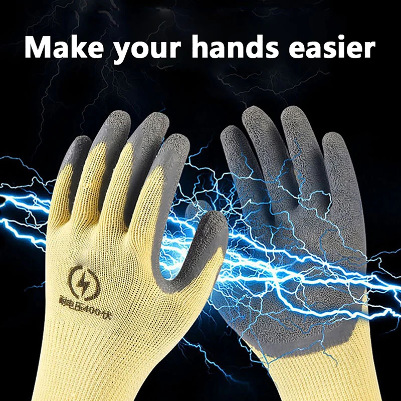 Guantes aislantes de 400v, protección de seguridad antielectricidad, guantes de trabajo de electricista de goma, herramienta de protección, 1 par