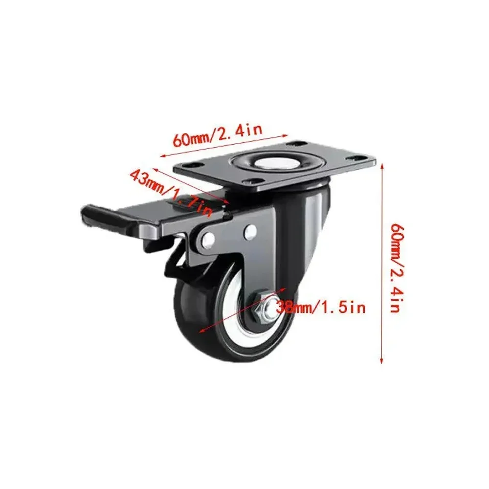 2pcs Heavy Duty Caster Wheels Safety Dual Locking Castor Wheels Set Rubber Caster With Brake Swivel Caster Wheels With Screw