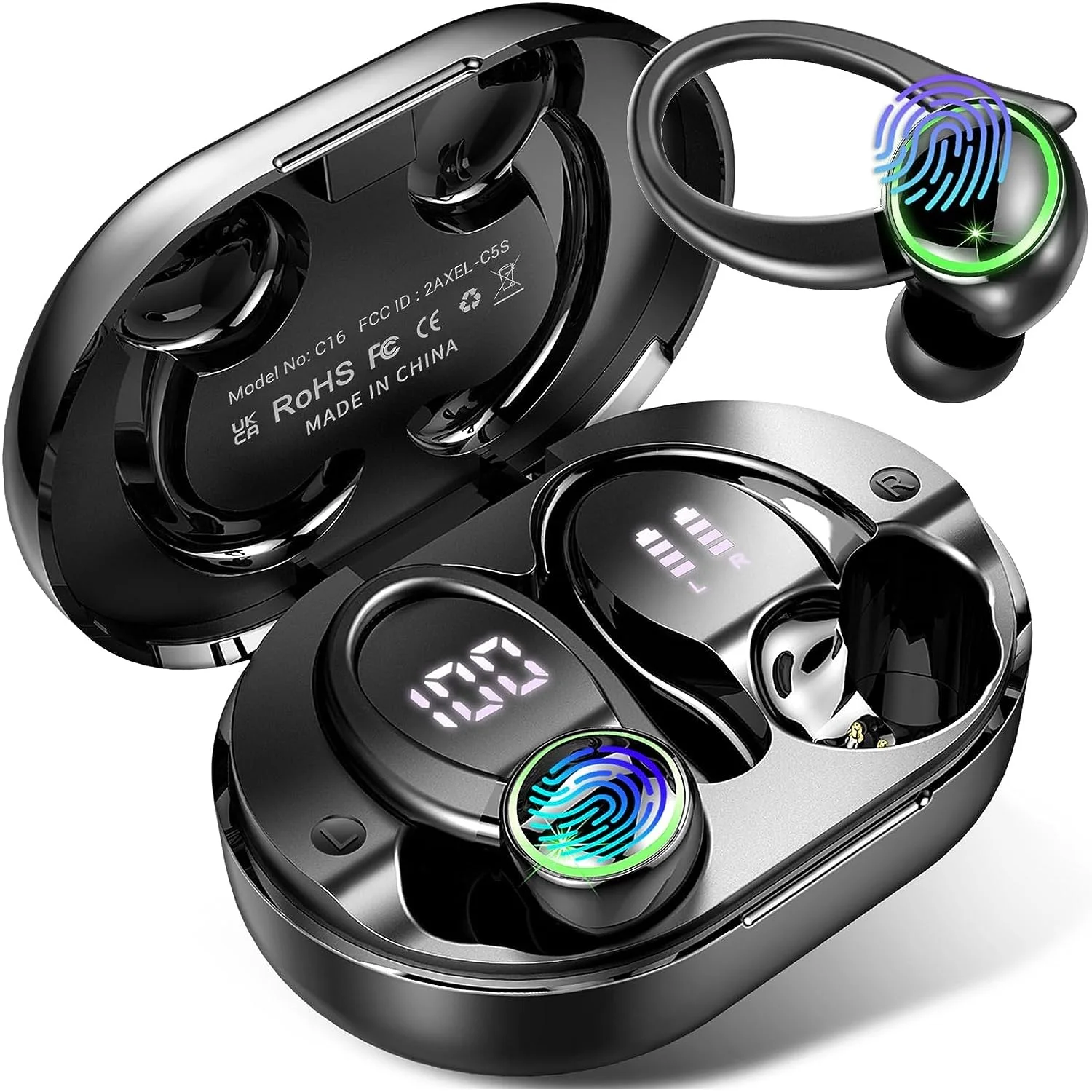 TWS Wireless Earphones Bluetooth 5.3 Sports Headphone IPX7 Waterproof Headsets Touch Control 9D Stereo Headset with Mic Earpiece