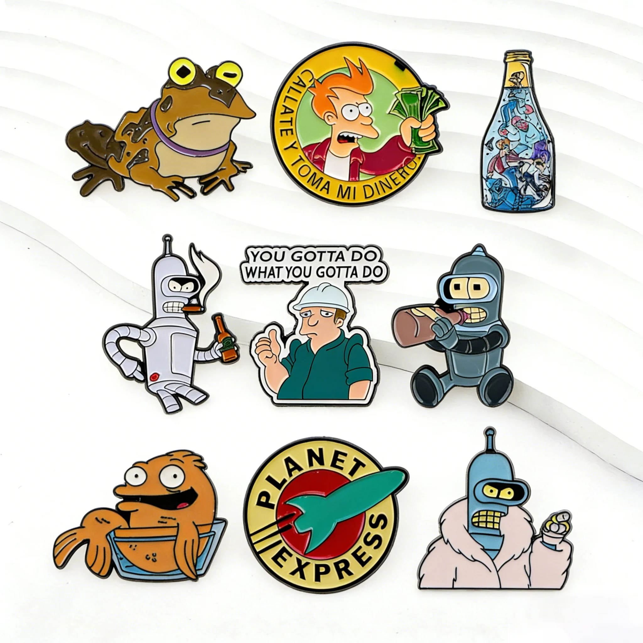 

Planet Express Enamel Pins Funny Brooches Badges for Backpacks Jackets Hats Retro Jewelry Collection Gifts Cosplay Accessories