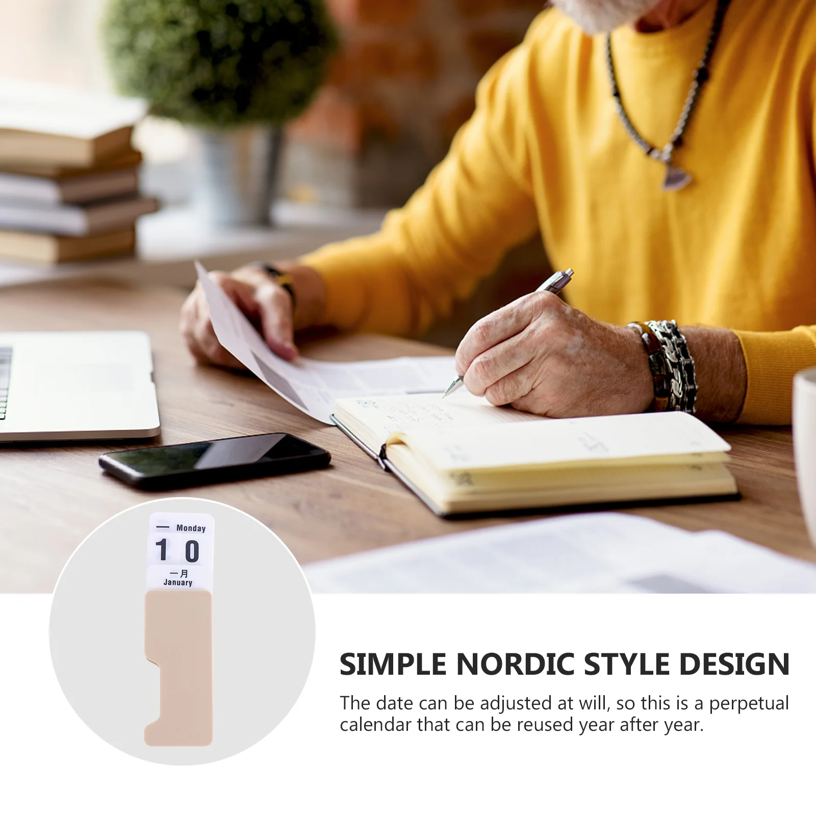 

Rotating Page Perpetual Nordic Style Manual Adjustable Desktop For Home Office Dorm Plastic Tabletop Decor Creative Practical