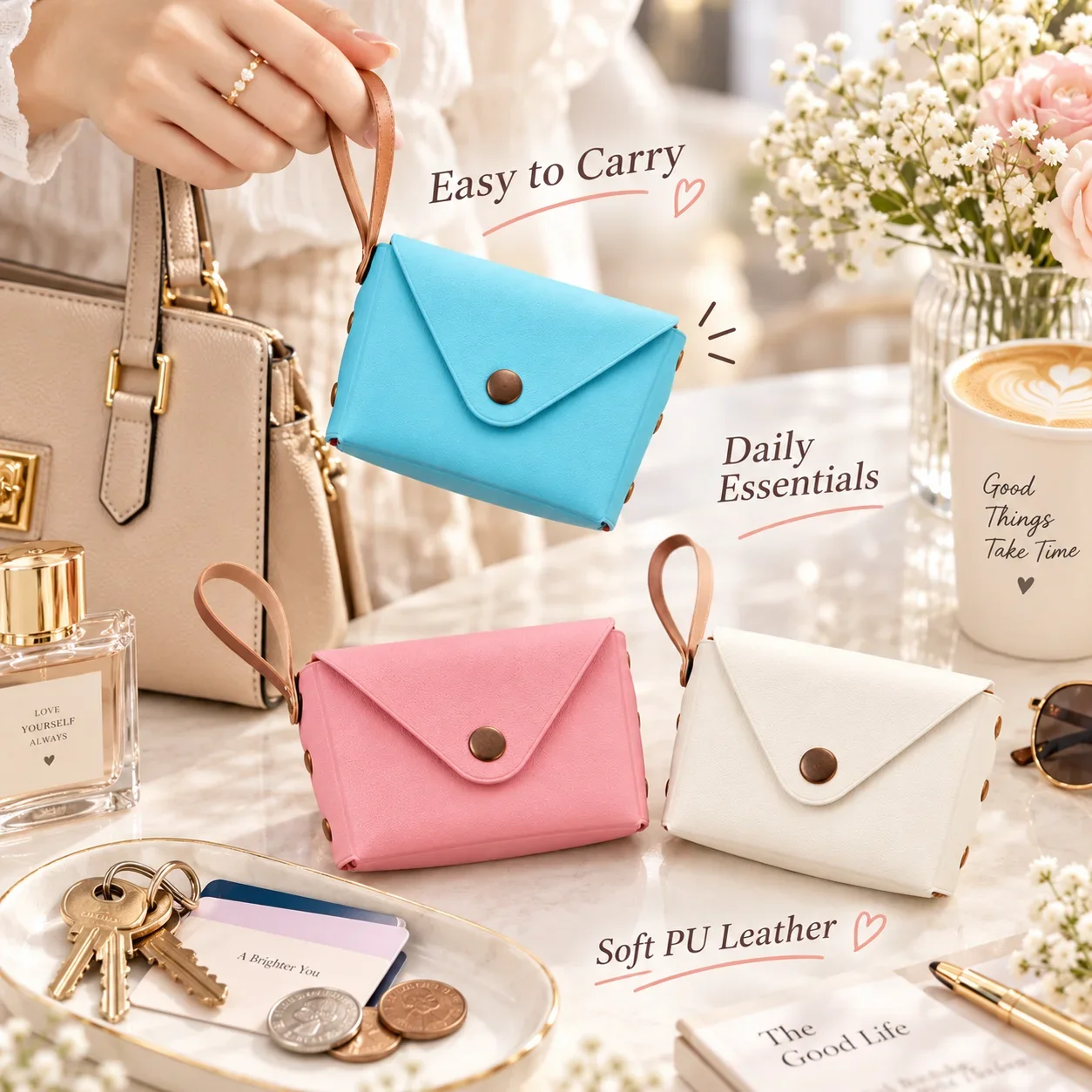 Macaron Candy Color Coin Bag, Korean Style Key Holder, Creative Mini Wallet Handbag for Women