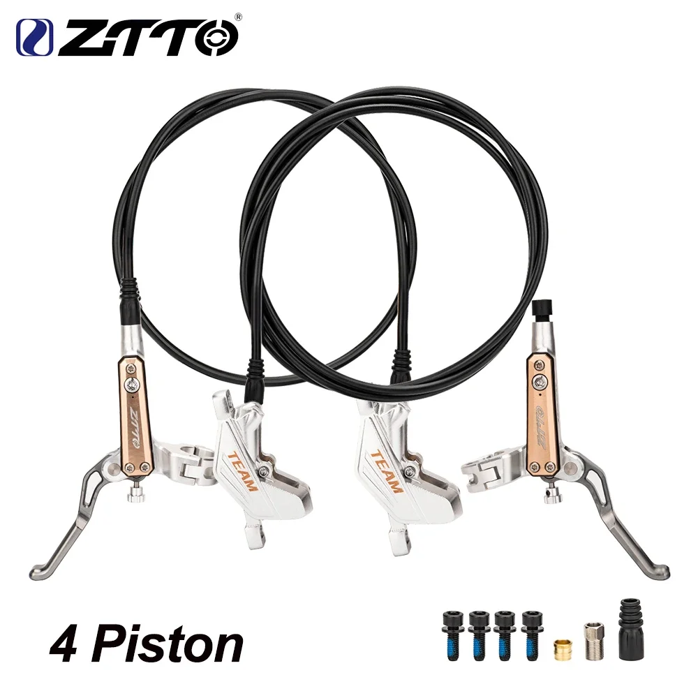 

MTB E-bike 4 Piston Bicycle Hydraulic Disc Brake Oil Pressure AM Enduro DH Bike Team Metal 2.3mm Pads Rotor Front Rear Calipers
